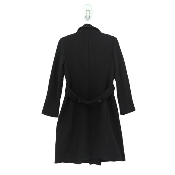 J Crew Women 4 Double Breasted Trench Coat Black Wool Blend Nylon Collar FLAW - Picture 8 of 9